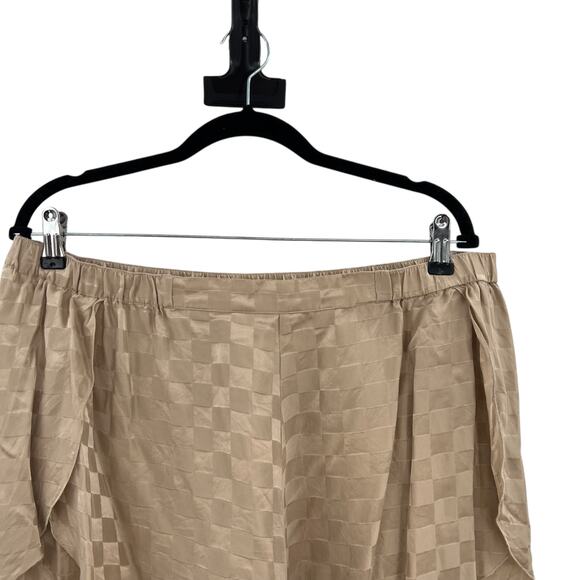 Lunya Silk Checkered Jacquard Silk Short Set Beige Tan Gold Plus Size 1X - Picture 9 of 16